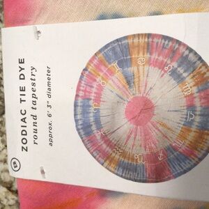 EARTHBOUND Zodiac Tie-Dye Round Tapestry in Pink, Blue, Gold